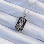 316L Çelik Zincir Gümüş Renk Siyah Mineli Tarot Kolye - Vipsepet