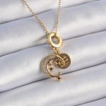 316L Çelik Gold Renk Zirkon Taşlı Ay Yıldız  Model Charm Model Kadın Kolye - Vipsepet