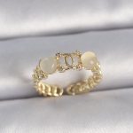 Pirinç Gold Renk Ayarlanabilir Zirkon Taşlı Beyaz Mineli Birleşik Halka Model Kadın Yüzük - Vipsepet