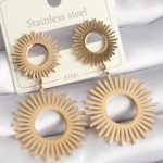 316L Çelik Gold Renk Güneş Model Kadın Küpe - Vipsepet