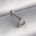 316L Çelik Gümüş Renk Üçgen Zirkon Taşlı Tragus Piercing - Vipsepet
