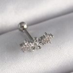 316L Çelik Gümüş Renk Zirkon Taşlı Çiçek Tragus Piercing - Vipsepet