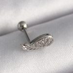 316L Çelik Gümüş Renk Zirkon Taşlı Kanat Tragus Piercing - Vipsepet