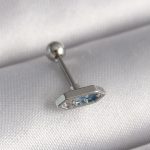 316L Çelik Gümüş Renk Mavi Zirkon Taşlı Tragus Piercing - Vipsepet