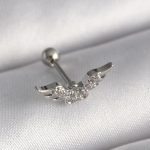 316L Çelik Gümüş Renk Zirkon Taş Detay Kanat Model Tragus Piercing - Vipsepet