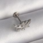 316L Çelik Gümüş Renk Dal Model Zirkon Taş Detaylı Tragus Piercing - Vipsepet