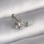 316L Çelik Gümüş Renk Zirkon Taşlı Sallantı Kalp Detay Tragus Piercing - Vipsepet