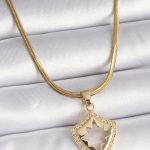 316L Çelik Gold Renk İtalyan Zincir Zirkon Taşlı Kutup Yıldız İşleme Kadın Kolye - Vipsepet
