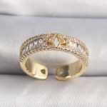 Pirinç Gold Renk Zirkon Taşlı Yıldız İşleme VIP Seri Kadın Yüzük - Vipsepet