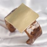 Kahverengi Mermer Desen Akrilik Plastik Gold Kare Plaka Model Vintage Kadın Bilezik - Vipsepet