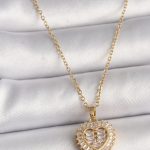 316L Çelik Gold Renk Zincir Zirkon Taşlı Kalp Model Kadın Kolye - Vipsepet
