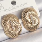 Pirinç Gold Renk Zirkon Taşlı Sarmal Model Kadın Küpe - Vipsepet