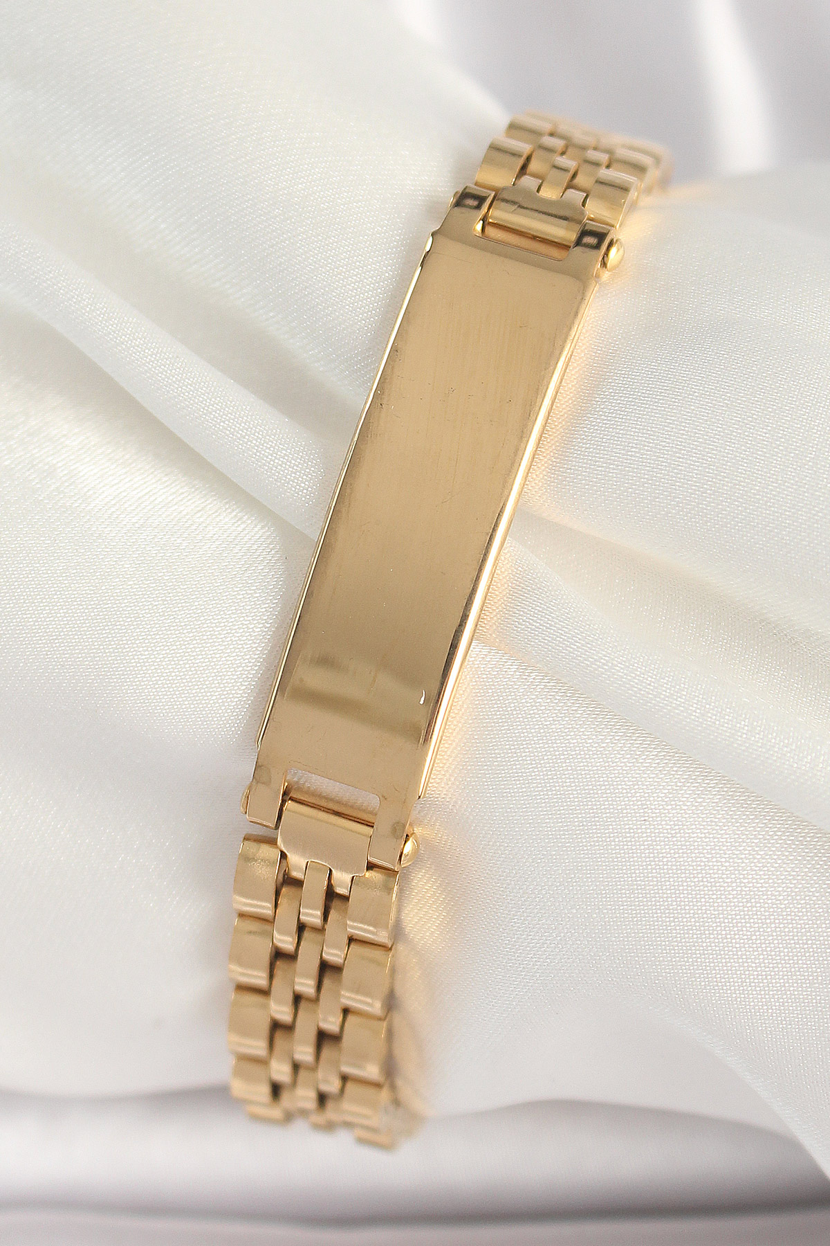 1743755598-eb3719 316L Çelik Gold Renk Zincir Künye Model Erkek Bileklik - Vipsepet - Görsel 1