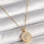 316L Çelik Gold Renk Zincir Madalyon Zirkon Taşlı Kalp Model Kadın Kolye - Vipsepet