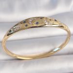 Pirinç Gold Renk Zirkon Taşlı Hilal İşleme Mavi Taşlı Yıldız Detay Kadın Kelepçe - Vipsepet