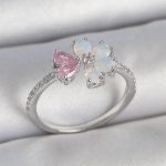 Pirinç Gümüş Renk Beyaz Mineli Pembe Zirkon Taşlı Çiçek Model Kadın Yüzük - Vipsepet