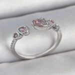 Pirinç Gümüş Renk Pembe Damla Zirkon Taşlı Ayarlanabilir Model Kadın Yüzük - Vipsepet