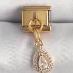 316L Çelik Gold Renk Sallantı Damla Zirkon Taşlı Nomination Charm - Vipsepet