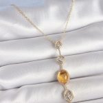 Pirinç Zincir Kehribar Sarı Gold Renk  Zirkon Taşlı Y Kolye - Vipsepet
