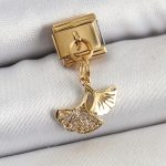 316L Çelik Sallantılı Zirkon Taşlı Balık Kuyruğu Model Gold Renk Nomination Charm - Vipsepet