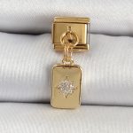 316L Çelik Sallantılı Zirkon Taşlı Kutup Yıldızı Figürlü Dikdörtgen Model Gold Renk Nomination Charm - Vipsepet