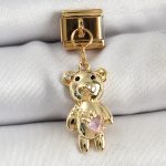316L Çelik Sallantılı Zirkon Taşlı Ayıcık Model Gold Renk Nomination Charm - Vipsepet