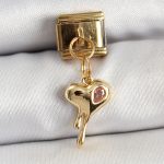 316L Çelik Sallantılı Zirkon Taşlı Eriyen Kalp Model Gold Renk Nomination Charm - Vipsepet