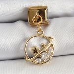 316L Çelik Sallantılı Zirkon Taşlı Satürn Model Gold Renk Nomination Charm - Vipsepet