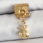 316L Çelik Sallantılı Zirkon Taşlı Deniz Yıldızı Ve İstiridye Model Gold Renk Nomination Charm - Vipsepet