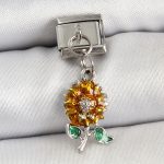 316L Çelik Sallantılı Ayçiçeği Model Gümüş Renk Nomination Charm - Vipsepet