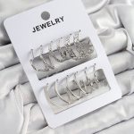 Pirinç Karışık Halka Model Gümüş Renk 6 Çift Kadın Küpe Set - Vipsepet