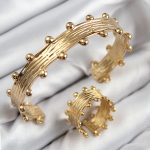 Pirinç Topcuk Model Gold Renk Bileklik Yüzük Set - Vipsepet