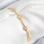 Pirinç Zirkon Taşlı Daire Model Gold Renk Asansörlü Kadın Bileklik - Vipsepet