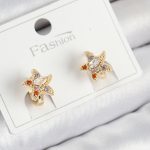 Pirinç Zirkon Taşlı Yıldız Model Gold Renk Çocuk Küpe - Vipsepet