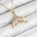 316L Çelik Zirkon Taşlı Balık Kuyruğu Model Gold Renk Kadın Kolye - Vipsepet