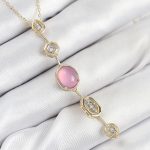 Pirinç Zincir Pembe Gold Renk Zirkon Taşlı Y Kolye - Vipsepet