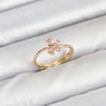 Pirinç Gold Renk Pembe Kelebek Kadın Yüzük - Vipsepet