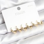 Gold Renk Pirinç Sarmal Model 925 Ayar Gümüş Çivili Kadın Küpe Seti - Vipsepet