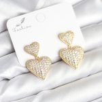 Kalp Model Zirkon Taşlı Gold Renk Pirinç Kadın Küpe - Vipsepet