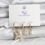 Gold Renk Zirkon Taşlı Kadın Küpe - Vipsepet