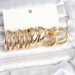 Pirinç Gold Renk 3 Çift Vintage Kadın Küpe Seti - Vipsepet
