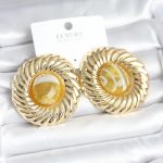 Pirinç Gold Renk Kehribar Boncuklu Vintage Kadın Küpe - Vipsepet