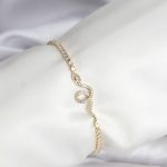 Yılan Model Zirkon Taşlı Gold Renk Pirinç Su Yolu Kadın Bileklik - Vipsepet