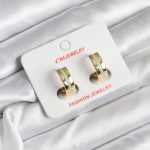 14K Gold Renk Kaplama Zirkon Taşlı Halka Model CM Kadın Küpe - Vipsepet