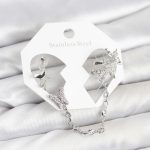 Pirinç Gümüş Renk Kelebek Model Zincir Bağlantılı Ear Cuff Küpe Seti - Vipsepet