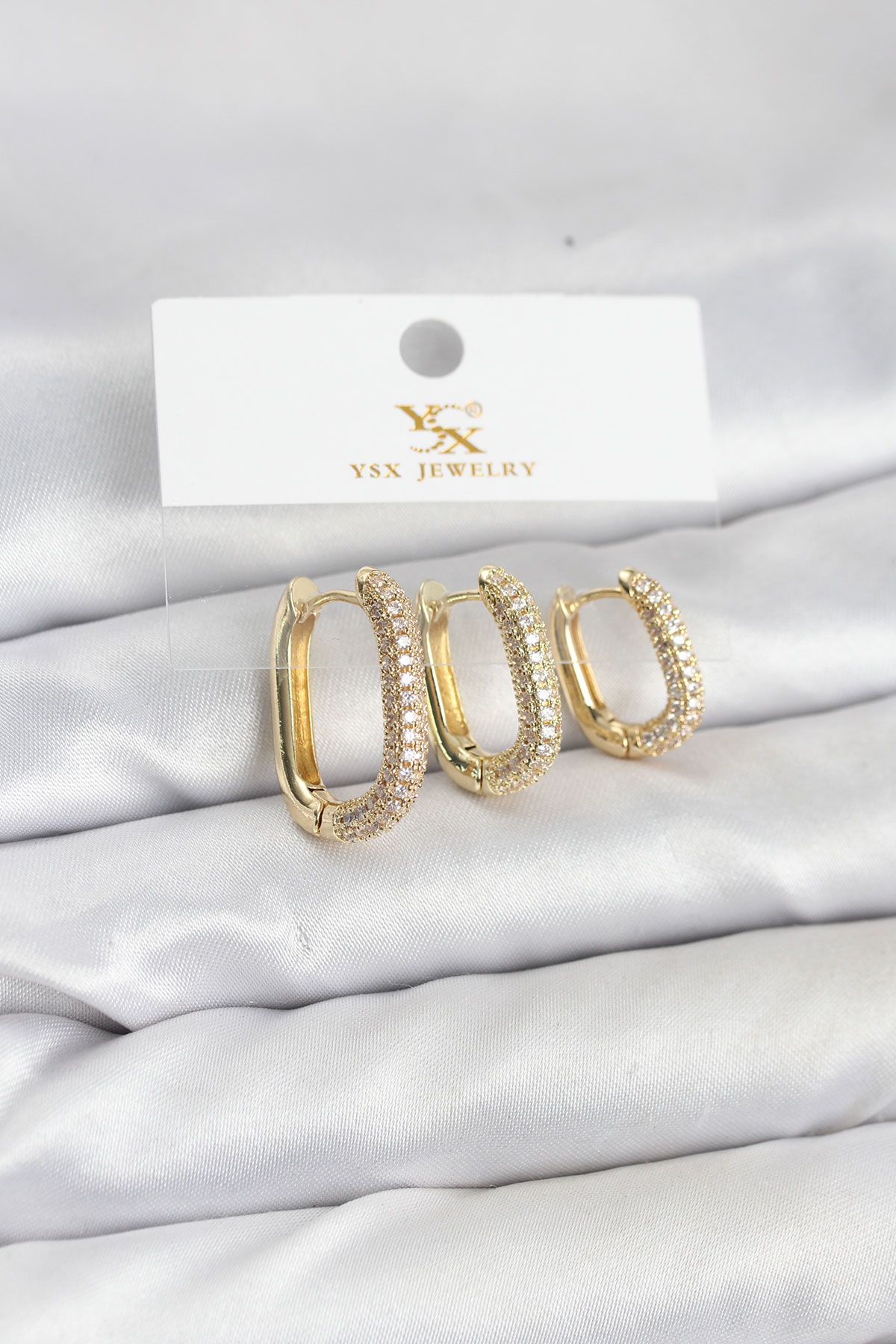 1766832381-bkp11570 Pirinç Gold Renk Zirkon Taşlı Halka Model YSX Trio Küpe Seti - Vipsepet - Görsel 1