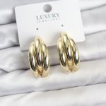Gold Renk Pirinç Yarım Halka Model Kadın Küpe - Vipsepet