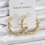 Pirinç Gold Renk Tırtıklı Halka Model Kadın Küpe - Vipsepet