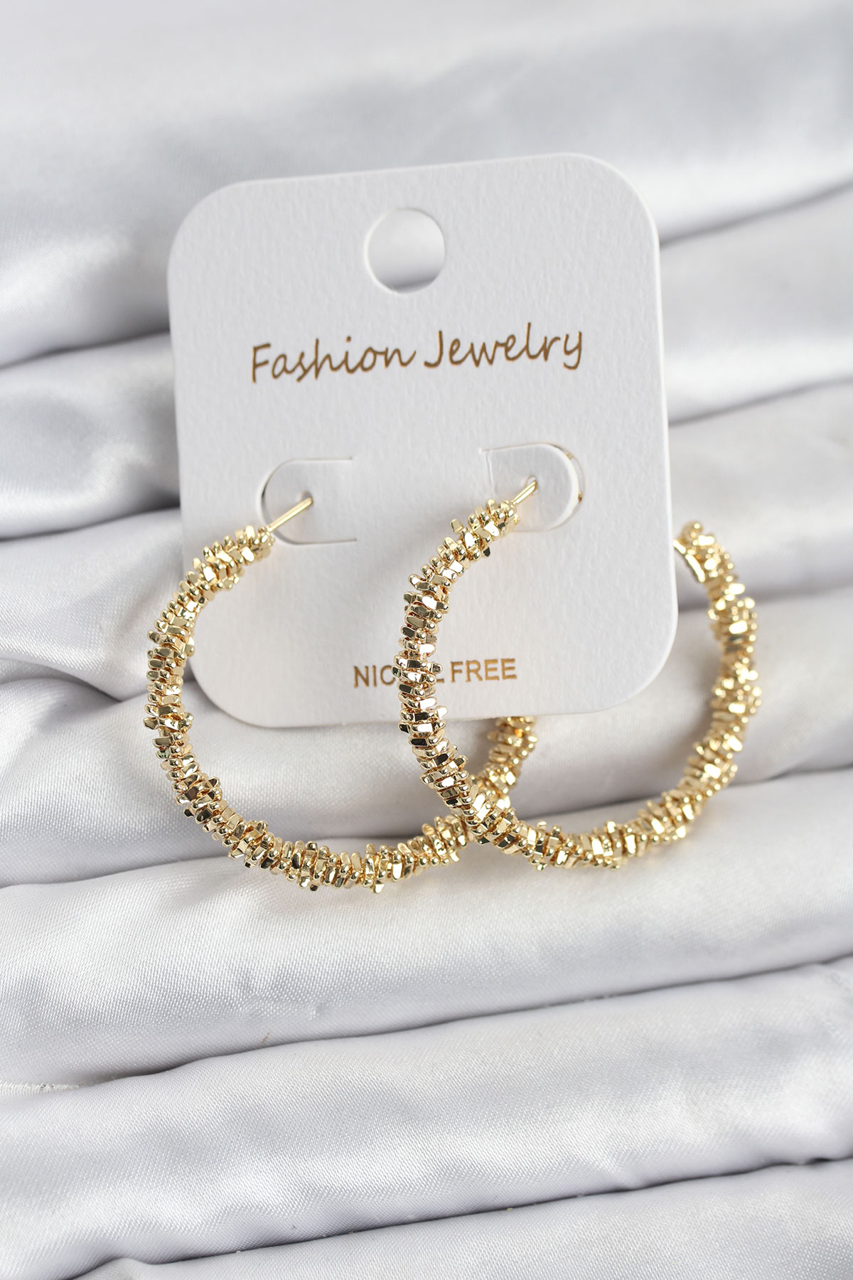 1768395851-bkp11606 Pirinç Gold Renk Tırtıklı Halka Model Kadın Küpe - Vipsepet - Görsel 1