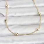CM 14K Gold Renk Topçuklu Burgu Zincir Model 60 cm Kadın Kolye - Vipsepet